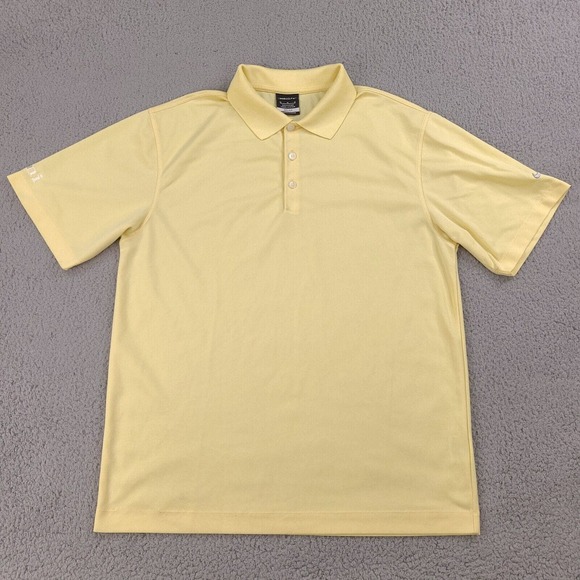 Nike Golf Polo Shirt Mens Medium Yellow Dri-Fit Short Sleeve‎ Embroidered imi - Picture 1 of 16